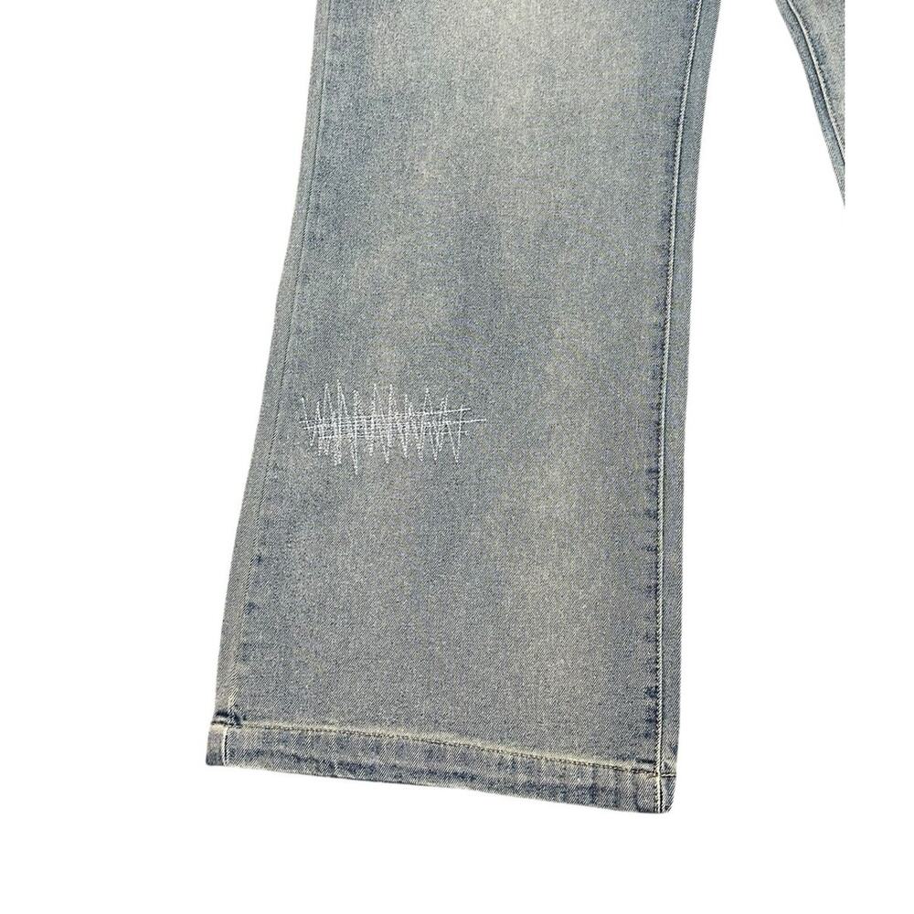 Loiter Jeans Mens 38x32 Light Wash Wide Leg Baggy Embroidered Street Wear Y2K - Picture 2 of 11